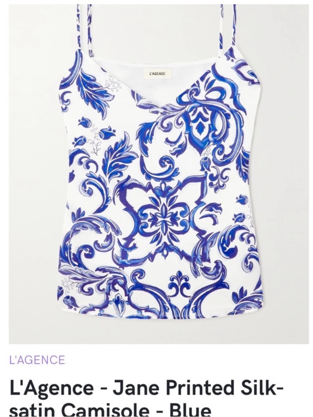 L'AGENCE silk Jane cami top